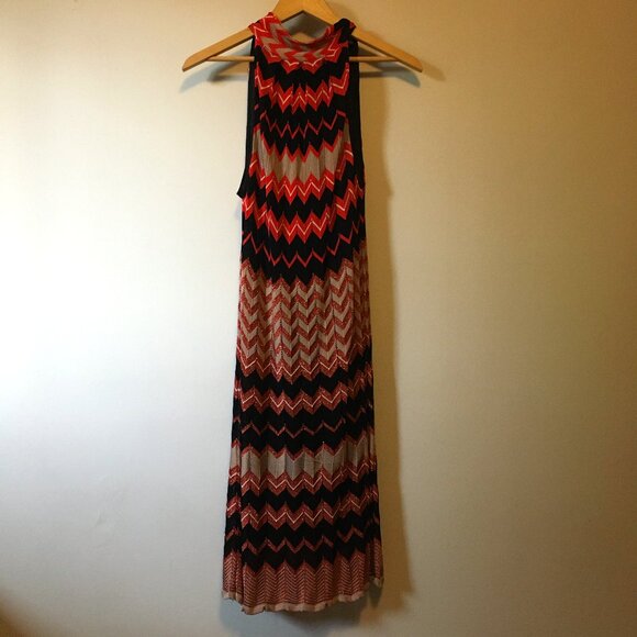 Hale Bob Zigzag Halter Neck Tassel Tie Up Pleated Flapper Dress - Picture 2 of 16